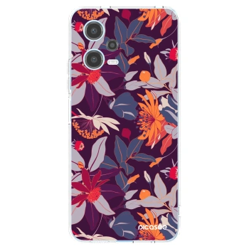 Picasee átlátszó szilikon tok az alábbi mobiltelefonokra Xiaomi Redmi Note 12 5G - Purple Leaf