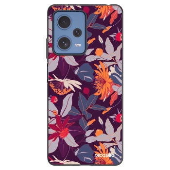 Picasee fekete szilikon tok az alábbi mobiltelefonokra Xiaomi Redmi Note 12 Pro 5G - Purple Leaf