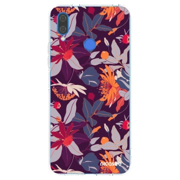 Picasee átlátszó szilikon tok az alábbi mobiltelefonokra Huawei Nova 3 - Purple Leaf