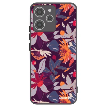 Picasee fekete szilikon tok az alábbi mobiltelefonokra Xiaomi Redmi 12 4G - Purple Leaf