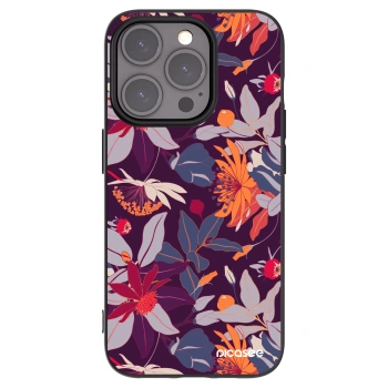 Picasee fekete szilikon tok az alábbi mobiltelefonokra Apple iPhone 15 Pro - Purple Leaf