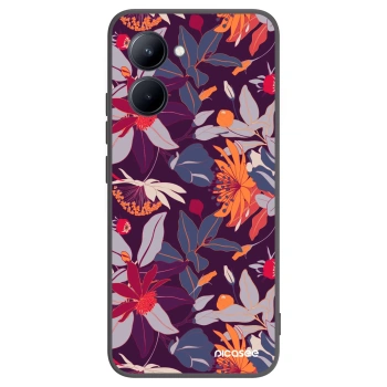 Picasee fekete szilikon tok az alábbi mobiltelefonokra Realme C33 (2023) - Purple Leaf