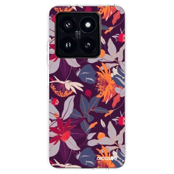 Picasee átlátszó szilikon tok az alábbi mobiltelefonokra Xiaomi 14 Pro - Purple Leaf