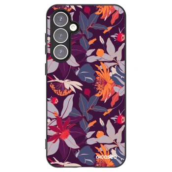 Picasee fekete szilikon tok az alábbi mobiltelefonokra Samsung Galaxy S23 FE S711B - Purple Leaf