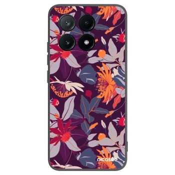 Picasee fekete szilikon tok az alábbi mobiltelefonokra Xiaomi Poco X6 Pro - Purple Leaf