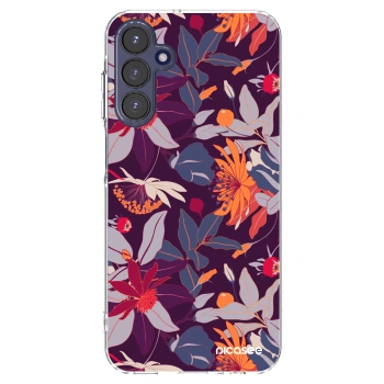 Picasee átlátszó szilikon tok az alábbi mobiltelefonokra Samsung Galaxy A15 A155F 4G - Purple Leaf