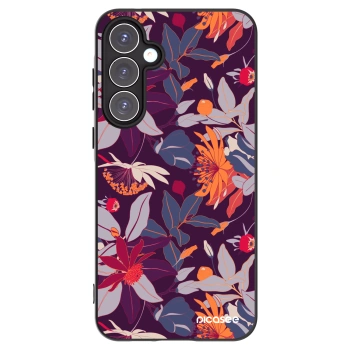Picasee fekete szilikon tok az alábbi mobiltelefonokra Samsung Galaxy A55 5G A556B - Purple Leaf