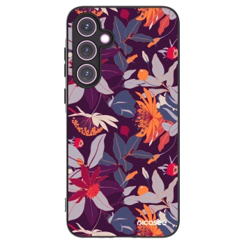 Picasee fekete szilikon tok az alábbi mobiltelefonokra Samsung Galaxy A35 5G A356B - Purple Leaf