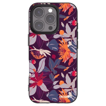 Picasee fekete szilikon tok az alábbi mobiltelefonokra Apple iPhone 16 Pro - Purple Leaf