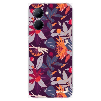 Picasee átlátszó szilikon tok az alábbi mobiltelefonokra Realme C33 (2023) - Purple Leaf