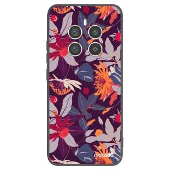 Picasee fekete szilikon tok az alábbi mobiltelefonokra Realme 12 Pro 5G - Purple Leaf