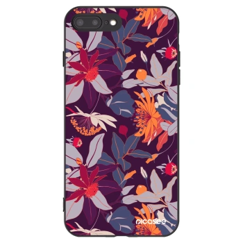 Picasee fekete szilikon tok az alábbi mobiltelefonokra Apple iPhone 8 Plus - Purple Leaf