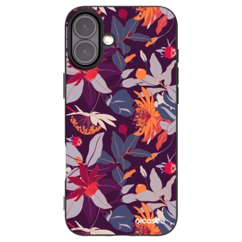 Picasee fekete szilikon tok az alábbi mobiltelefonokra Apple iPhone 16 Plus - Purple Leaf
