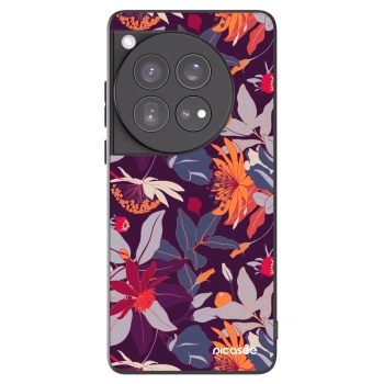Picasee fekete szilikon tok az alábbi mobiltelefonokra OnePlus 12 5G - Purple Leaf