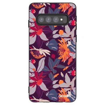 Picasee fekete szilikon tok az alábbi mobiltelefonokra Samsung Galaxy S10 G973 - Purple Leaf