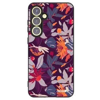 Picasee fekete szilikon tok az alábbi mobiltelefonokra Samsung Galaxy S24 FE S721B - Purple Leaf