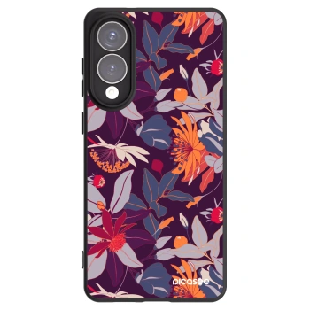 Picasee fekete szilikon tok az alábbi mobiltelefonokra Samsung Galaxy S25 Edge 5G - Purple Leaf