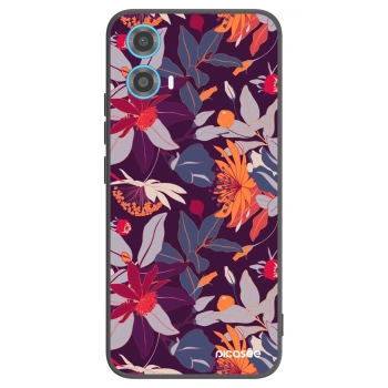 Picasee fekete szilikon tok az alábbi mobiltelefonokra Motorola Moto G34 5G - Purple Leaf