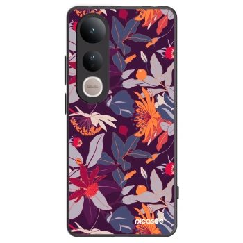 Picasee fekete szilikon tok az alábbi mobiltelefonokra Vivo V50 Lite 5G - Purple Leaf