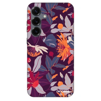 Szilikon tok erre a típusra Samsung Galaxy S25 5G - Purple Leaf