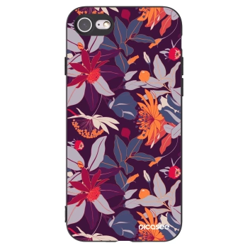 Picasee fekete szilikon tok az alábbi mobiltelefonokra Apple iPhone SE 2020 - Purple Leaf