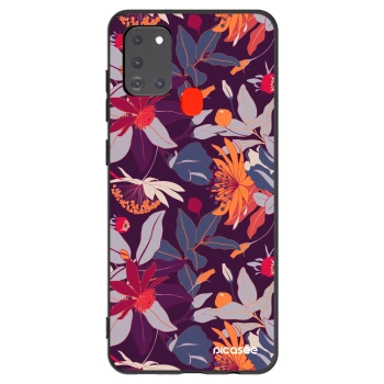 Picasee fekete szilikon tok az alábbi mobiltelefonokra Samsung Galaxy A21s - Purple Leaf