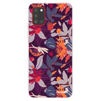 Picasee átlátszó szilikon tok az alábbi mobiltelefonokra Samsung Galaxy A21s - Purple Leaf