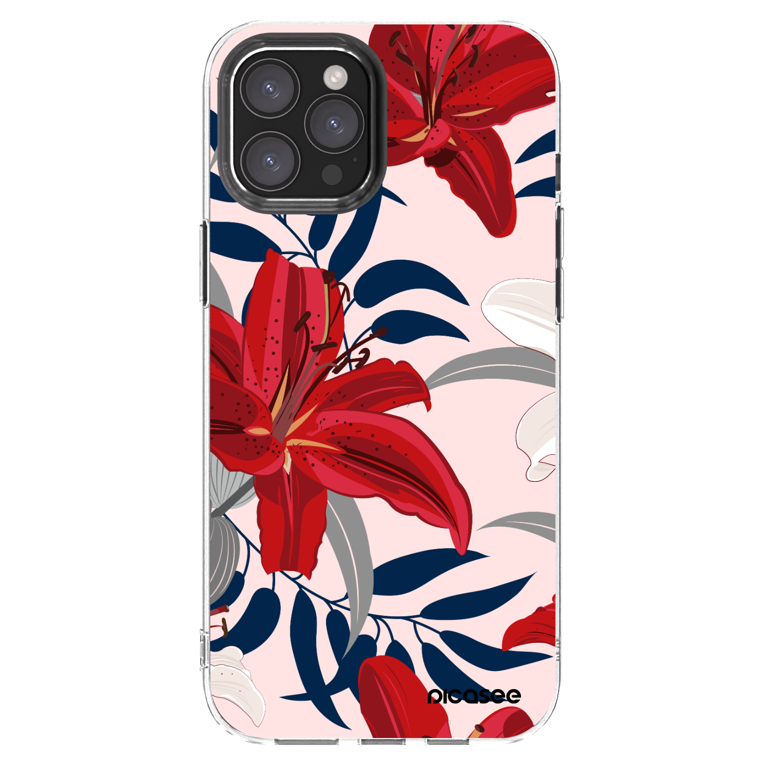 Picasee átlátszó szilikon tok az alábbi mobiltelefonokra Apple iPhone 12 Pro Max - Red Lily