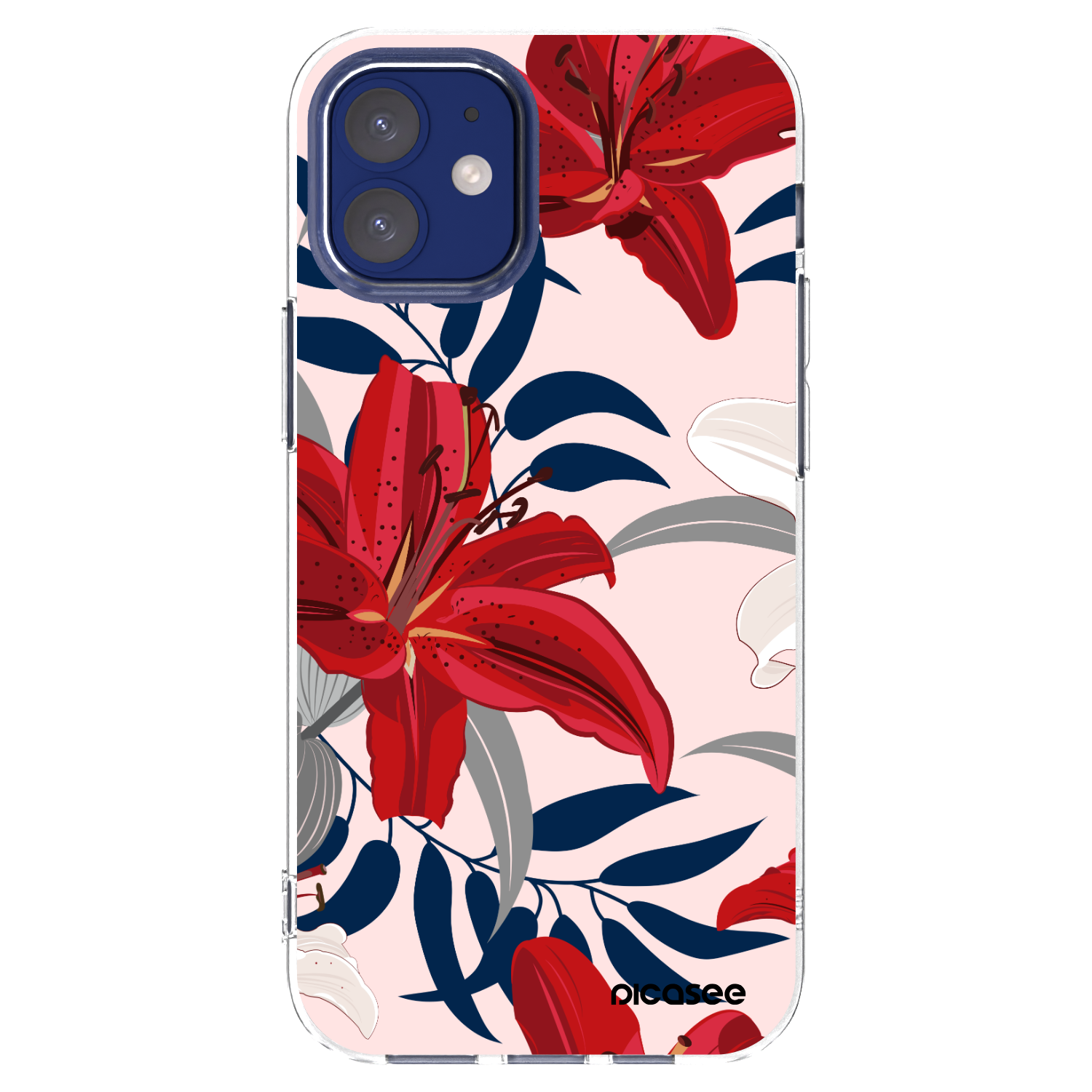 Picasee átlátszó szilikon tok az alábbi mobiltelefonokra Apple iPhone 12 mini - Red Lily