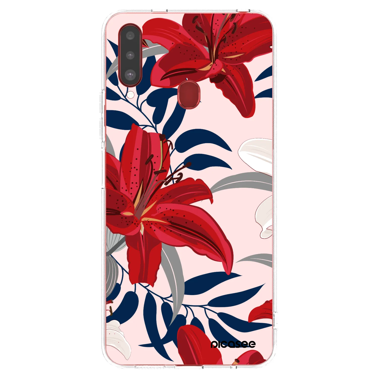 Picasee átlátszó szilikon tok az alábbi mobiltelefonokra Samsung Galaxy A20s - Red Lily