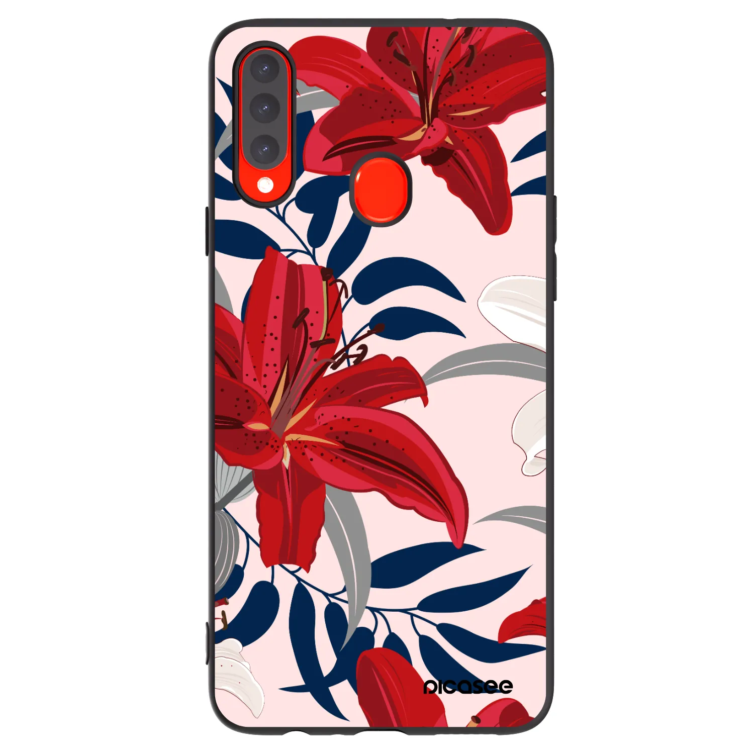 Picasee fekete szilikon tok az alábbi mobiltelefonokra Samsung Galaxy A20s - Red Lily