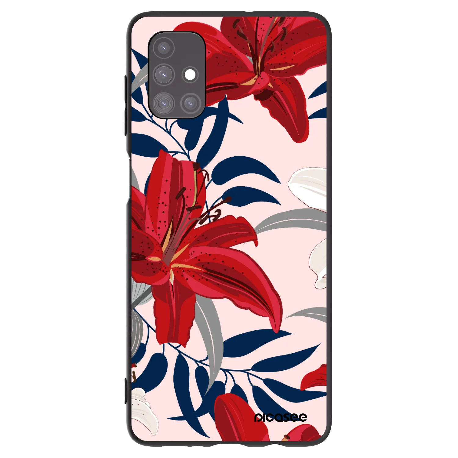 Picasee fekete szilikon tok az alábbi mobiltelefonokra Samsung Galaxy M51 M515F - Red Lily