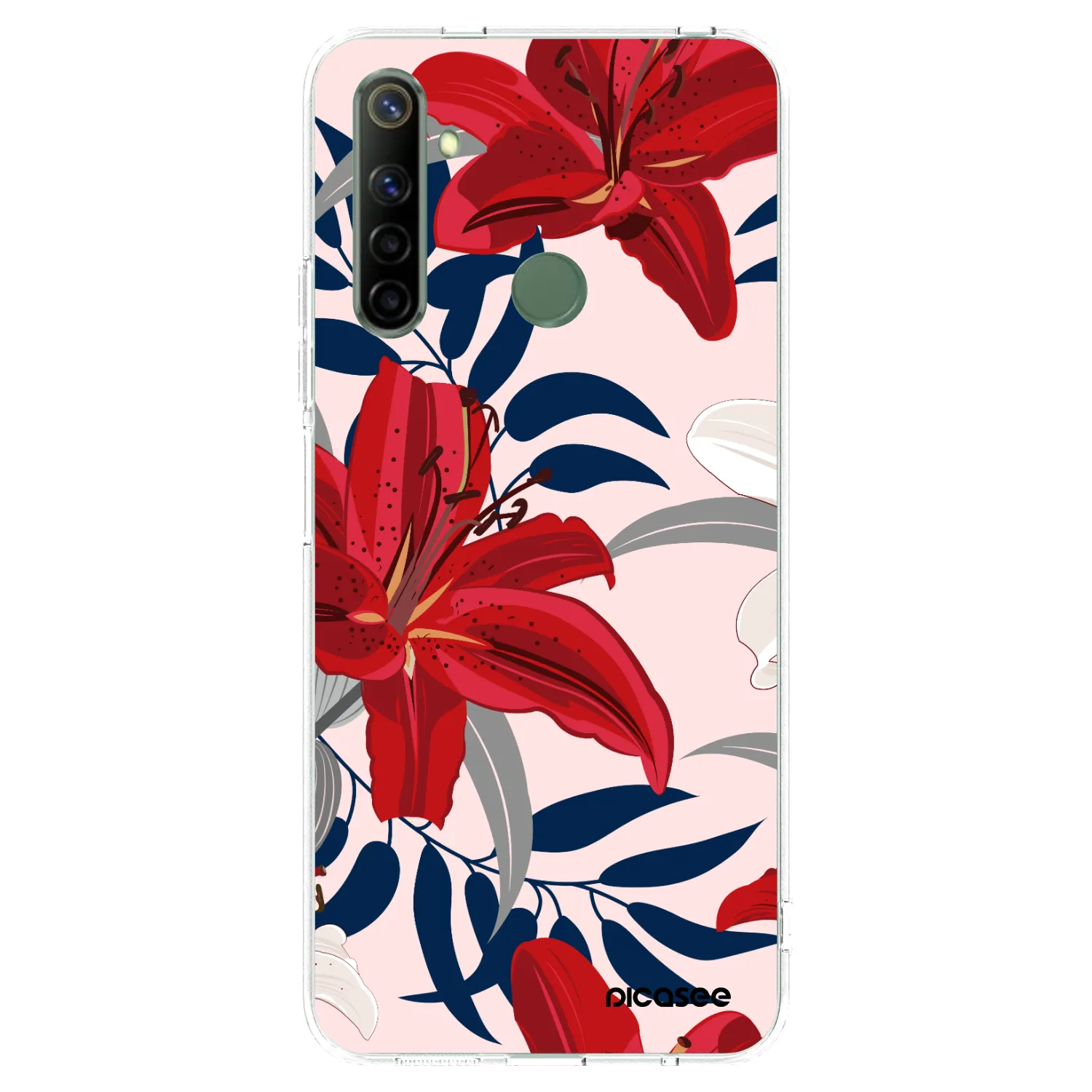 Picasee átlátszó szilikon tok az alábbi mobiltelefonokra Realme 6i - Red Lily