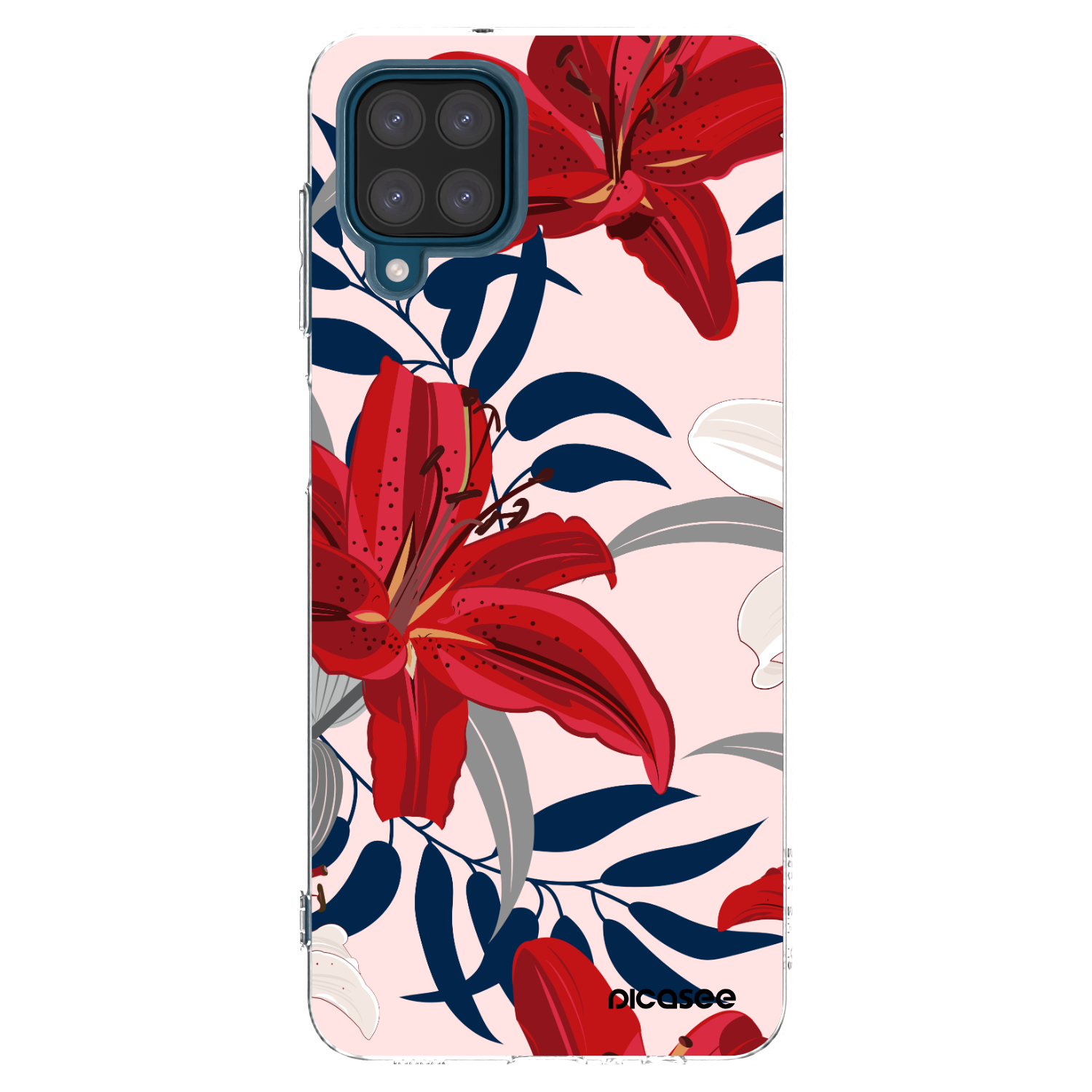 Picasee átlátszó szilikon tok az alábbi mobiltelefonokra Samsung Galaxy A12 A125F - Red Lily