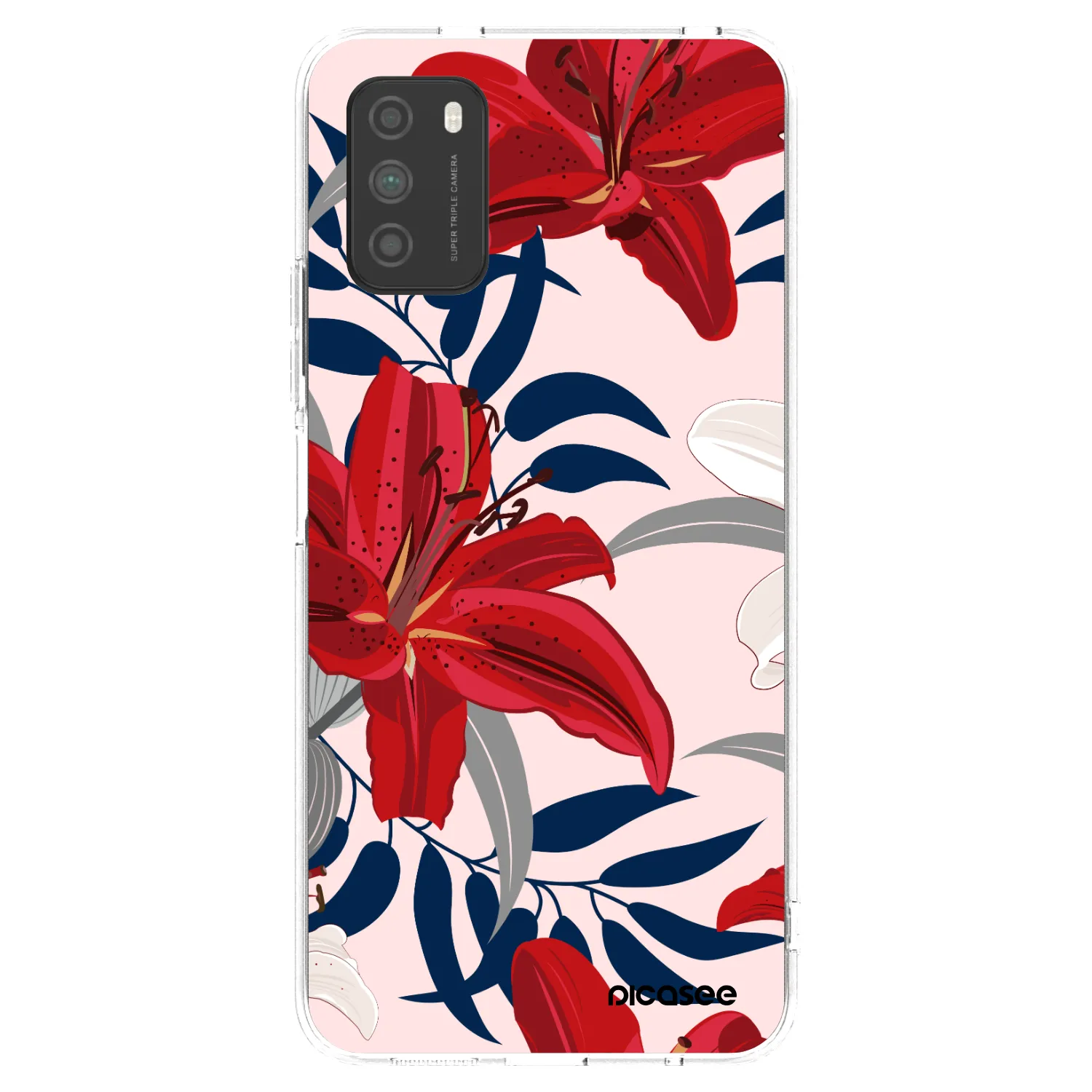 Picasee átlátszó szilikon tok az alábbi mobiltelefonokra Xiaomi Poco M3 - Red Lily