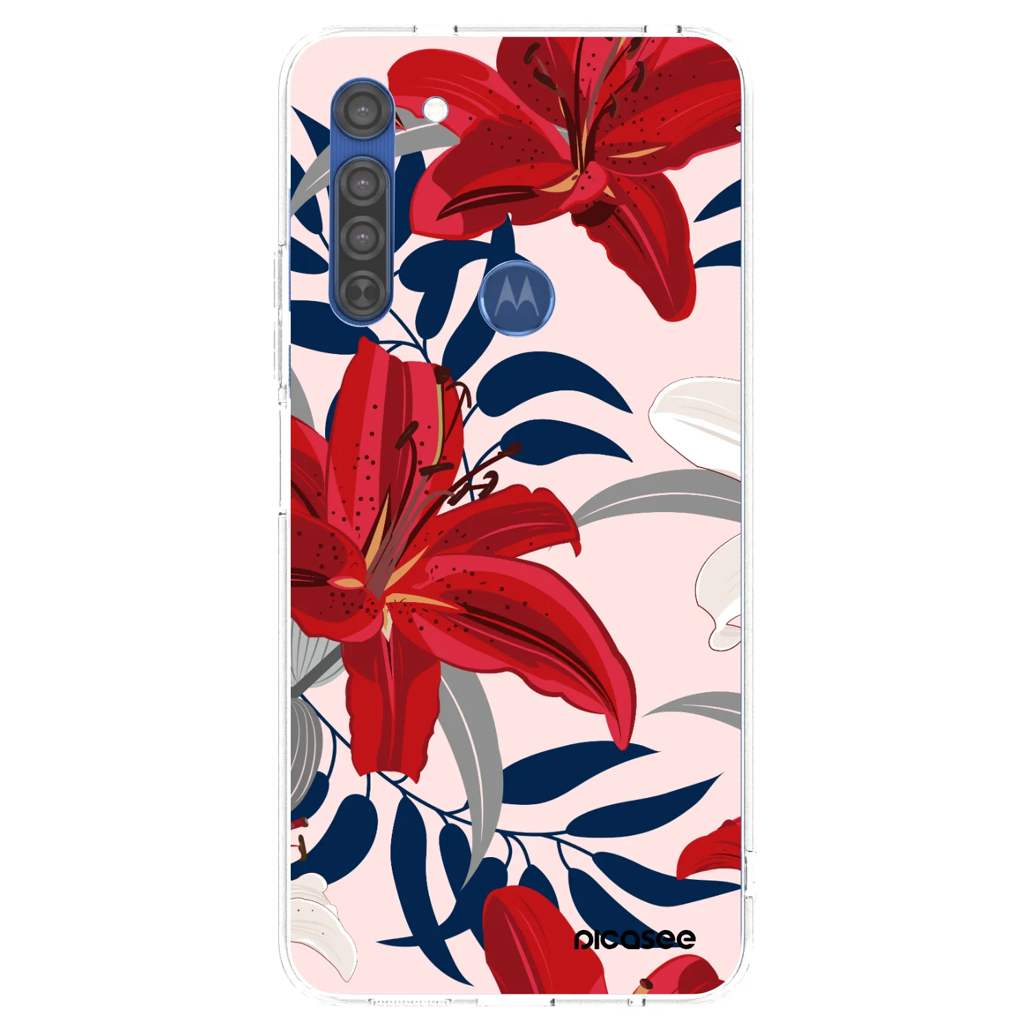 Picasee átlátszó szilikon tok az alábbi mobiltelefonokra Motorola Moto G8 - Red Lily