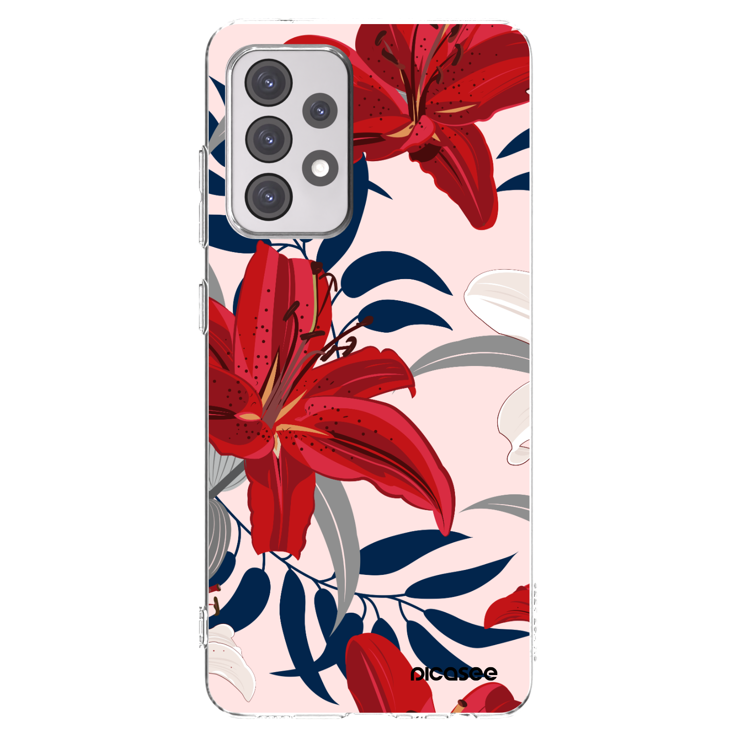 Picasee átlátszó szilikon tok az alábbi mobiltelefonokra Samsung Galaxy A52 5G A525F - Red Lily