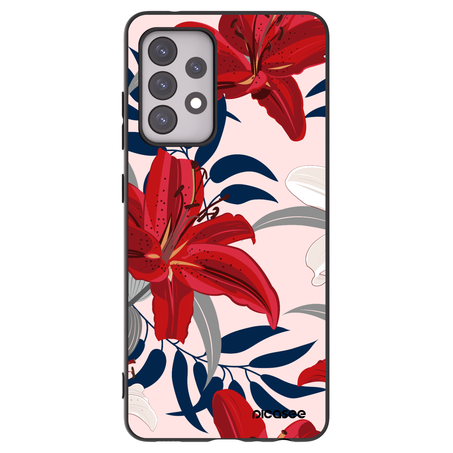 Picasee fekete szilikon tok az alábbi mobiltelefonokra Samsung Galaxy A52 5G A525F - Red Lily