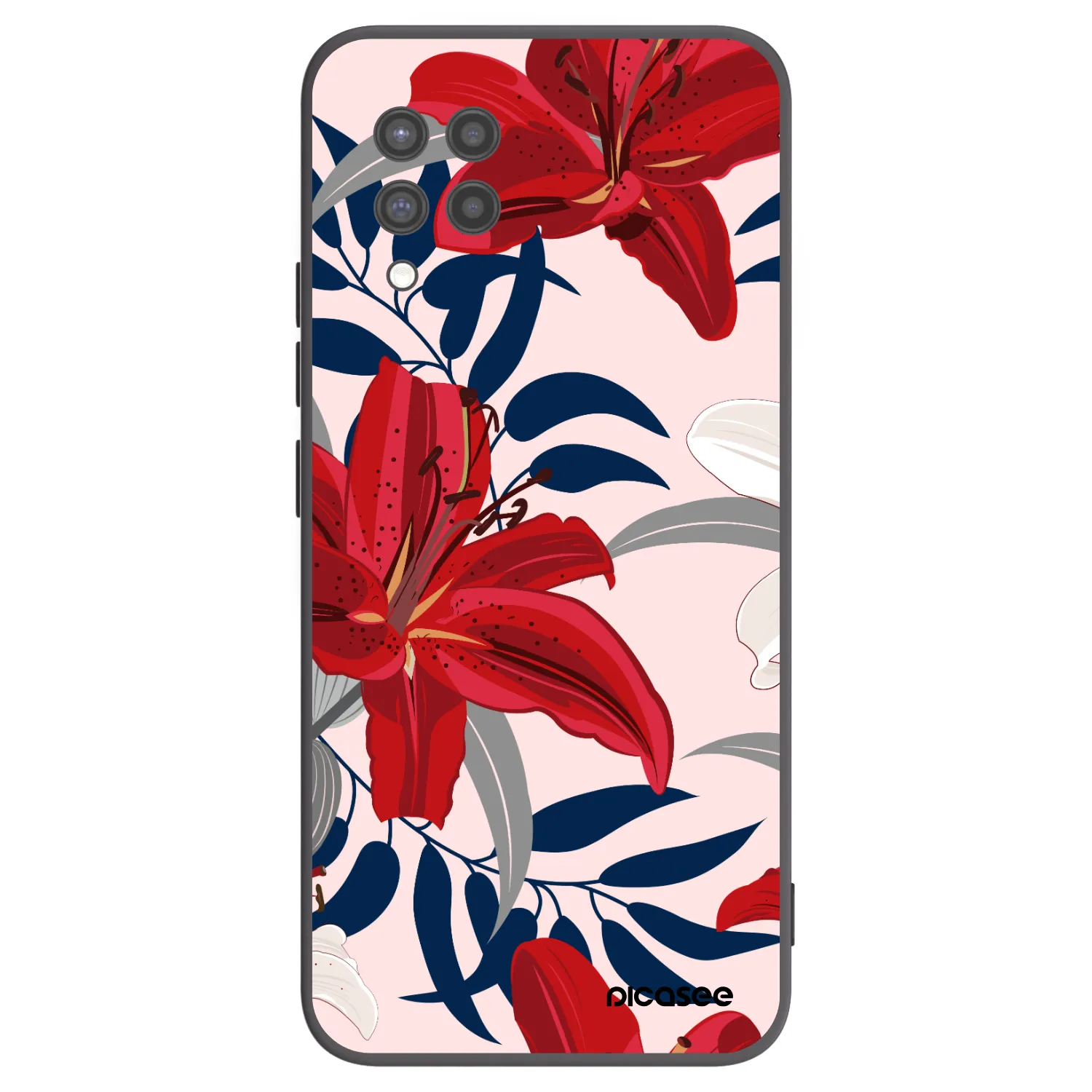Picasee fekete szilikon tok az alábbi mobiltelefonokra Samsung Galaxy A42 A426B - Red Lily