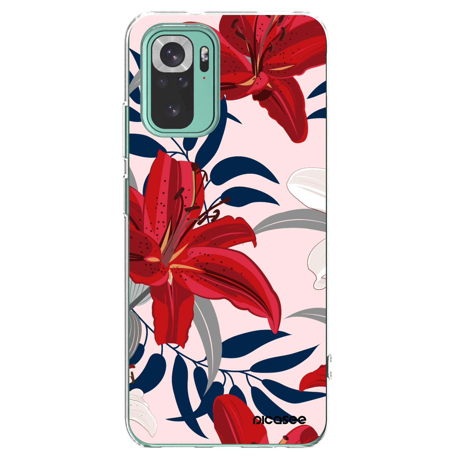 Picasee átlátszó szilikon tok az alábbi mobiltelefonokra Xiaomi Redmi Note 10 Pro - Red Lily
