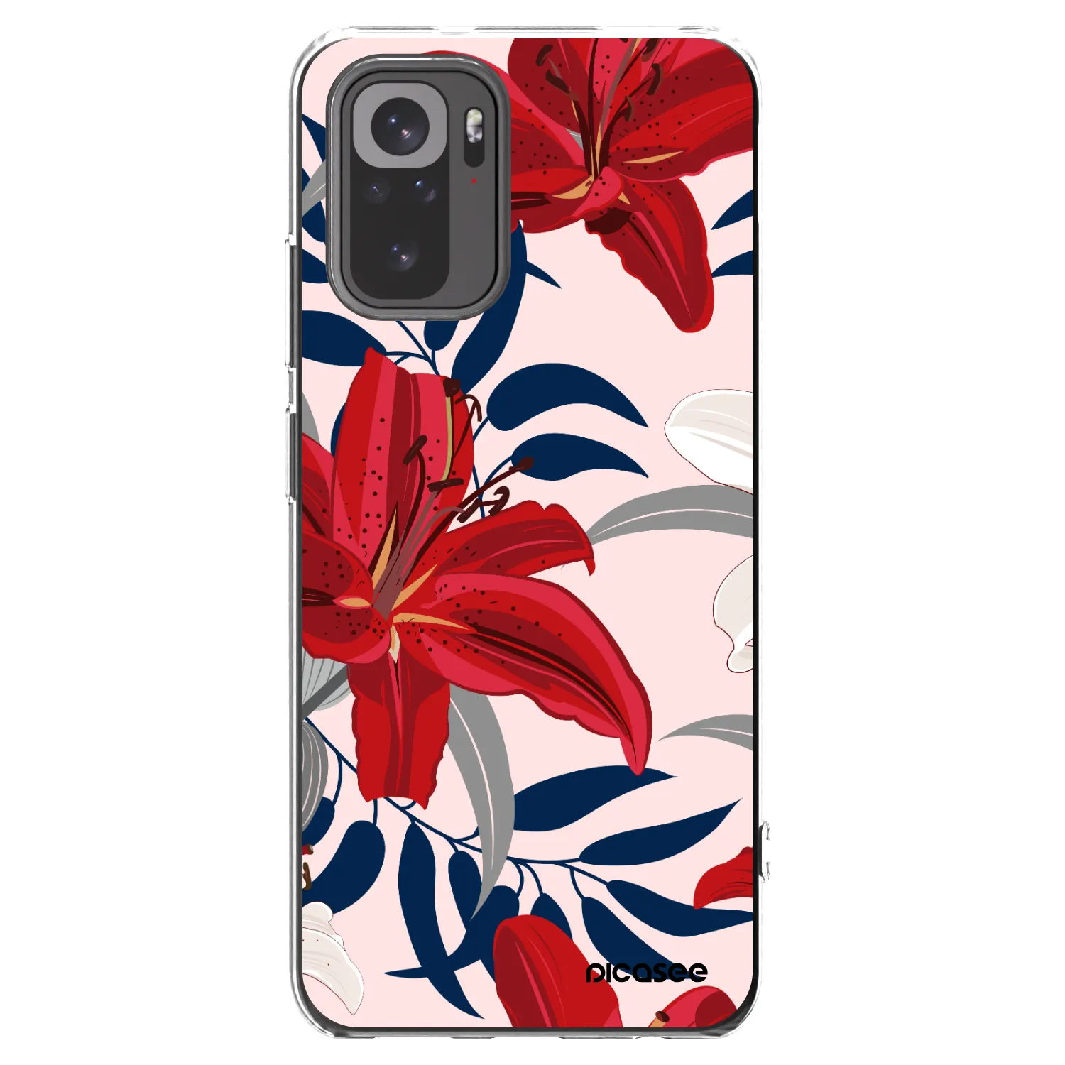 Picasee átlátszó szilikon tok az alábbi mobiltelefonokra Xiaomi Redmi Note 10S - Red Lily