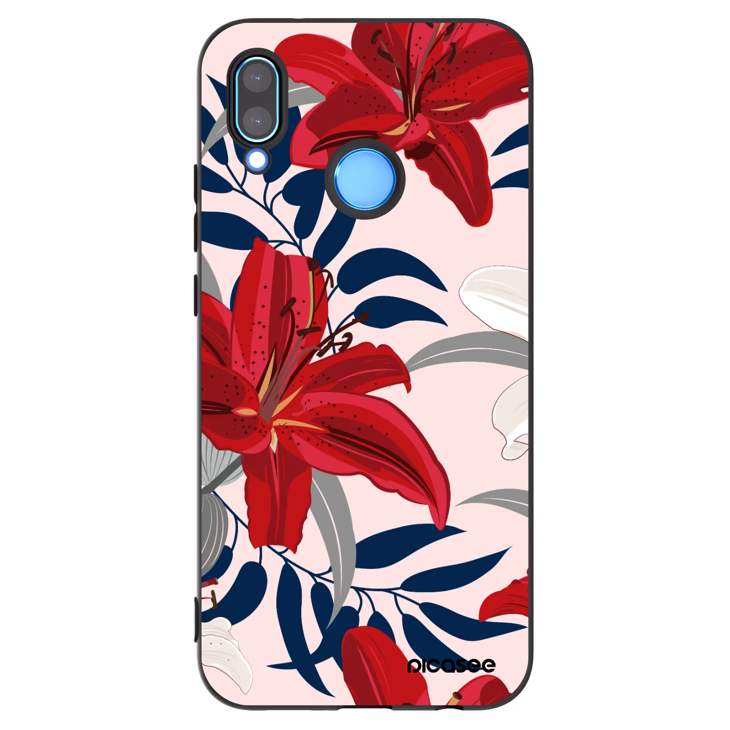 Picasee fekete szilikon tok az alábbi mobiltelefonokra Huawei P20 Lite - Red Lily