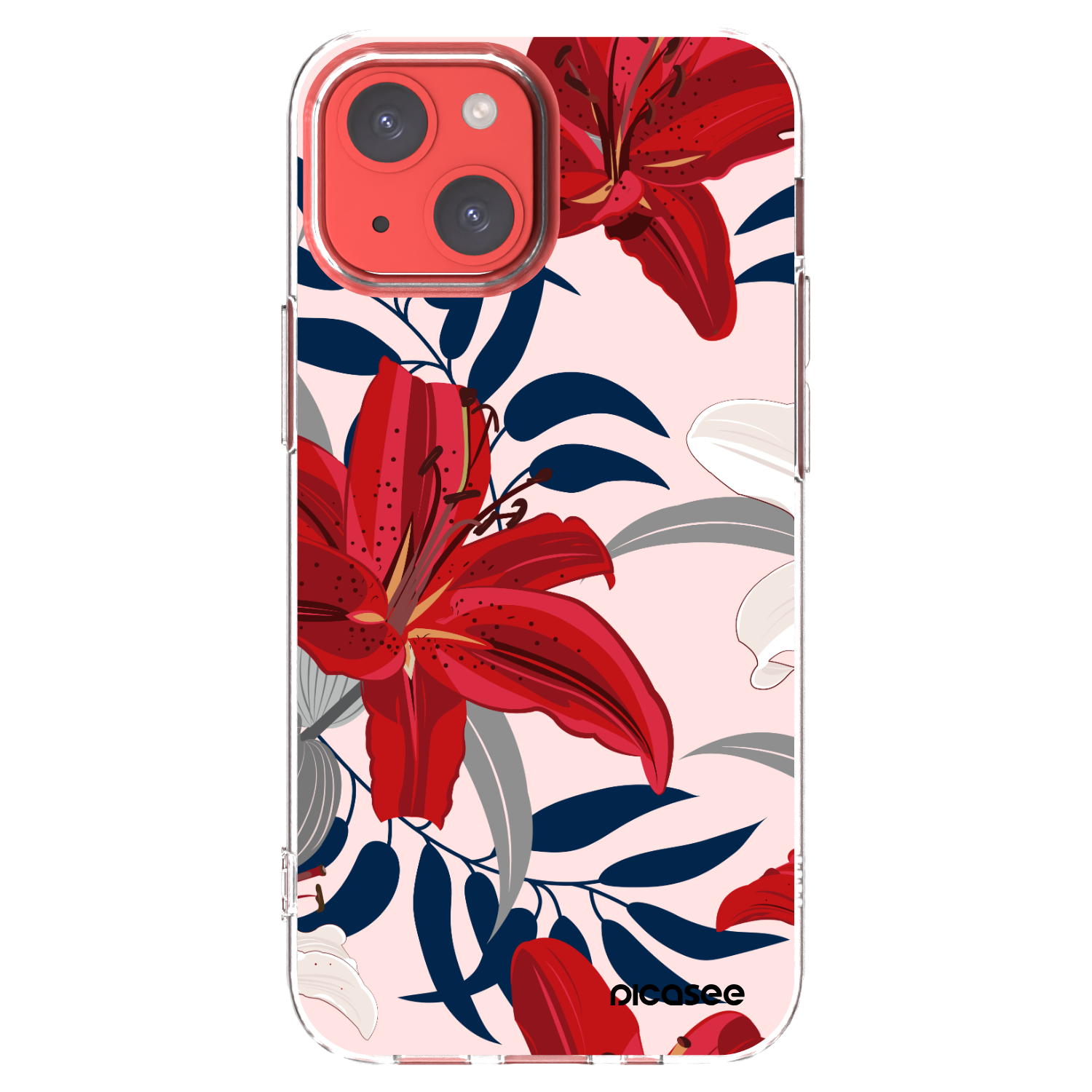 Picasee átlátszó szilikon tok az alábbi mobiltelefonokra Apple iPhone 13 mini - Red Lily