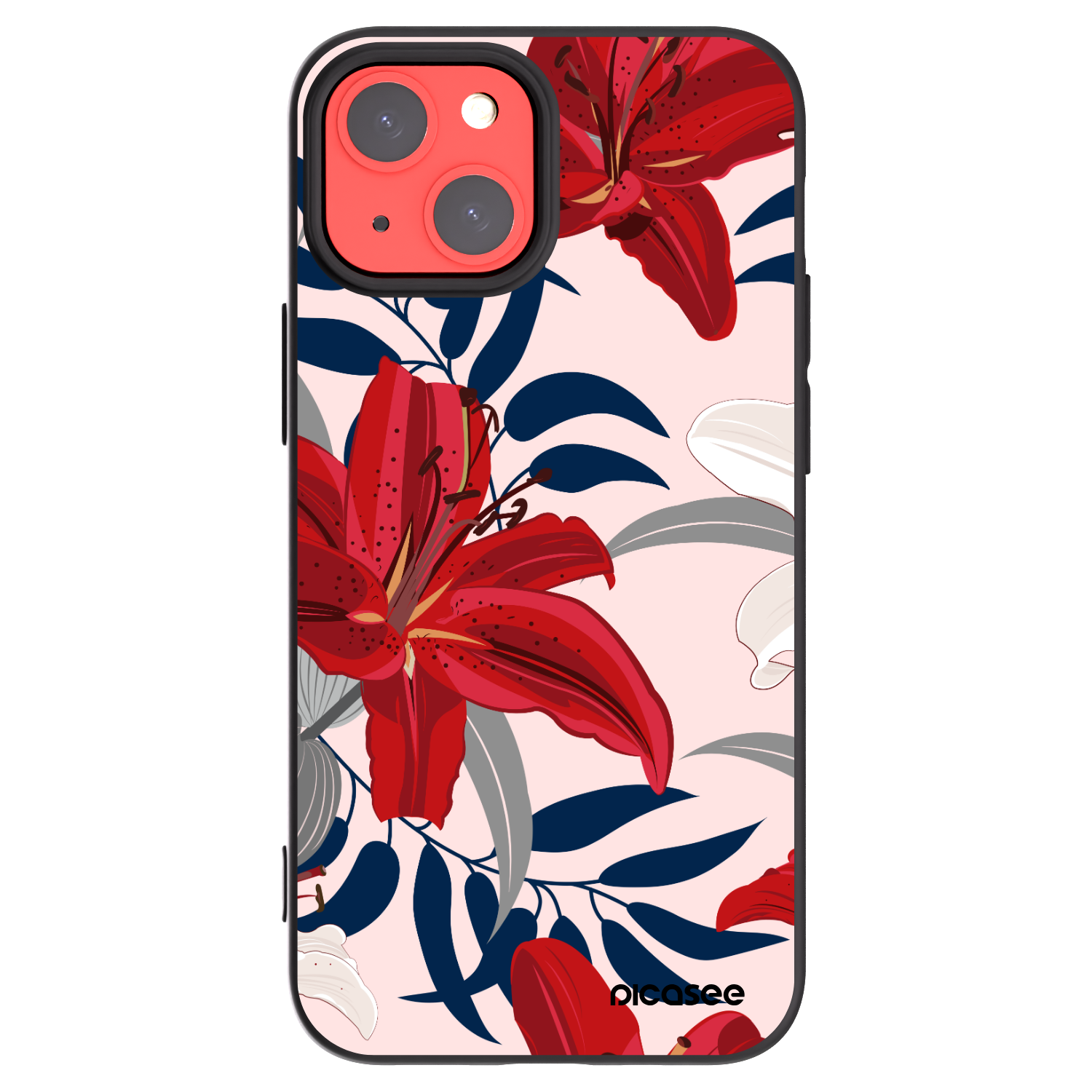 Picasee fekete szilikon tok az alábbi mobiltelefonokra Apple iPhone 13 mini - Red Lily