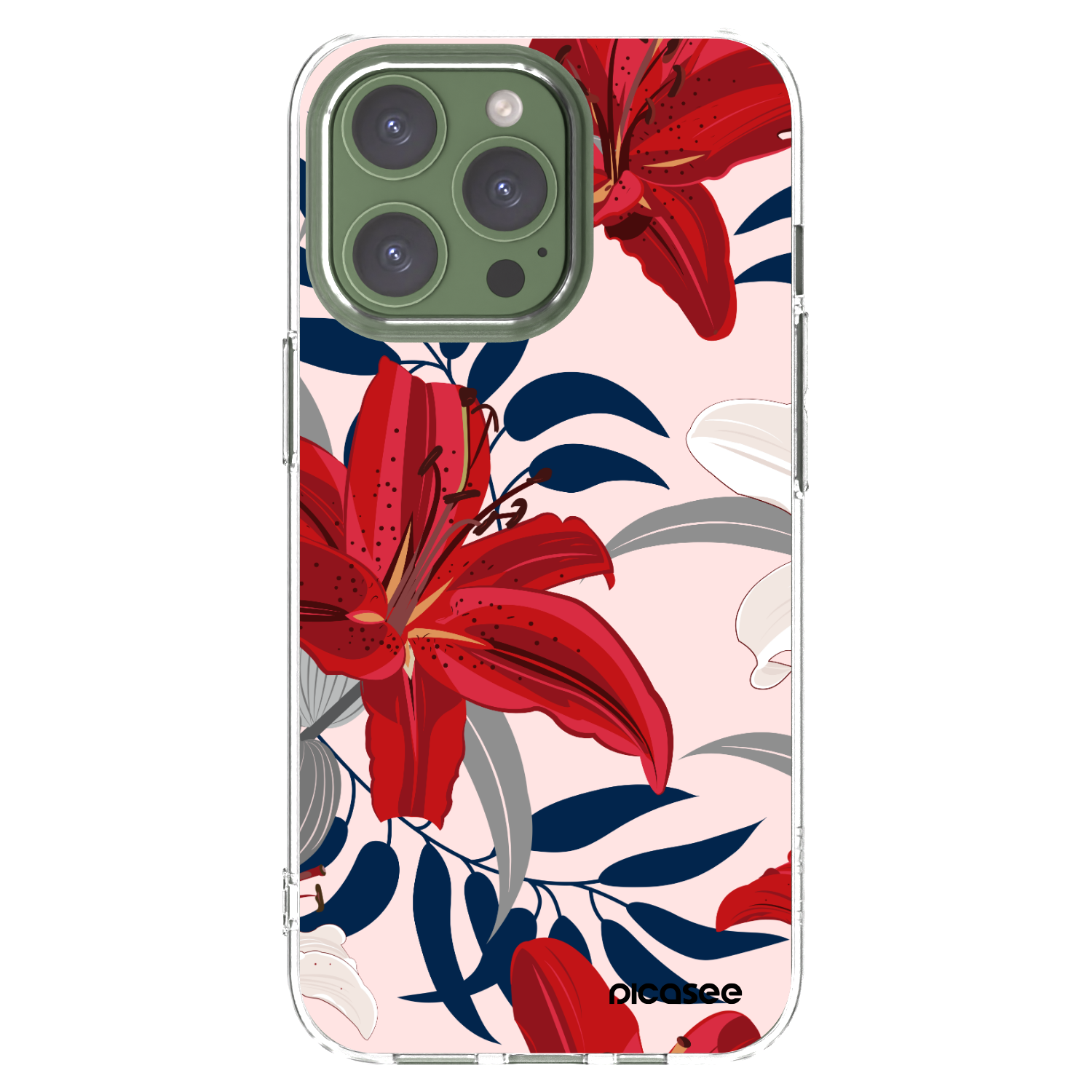 Picasee átlátszó szilikon tok az alábbi mobiltelefonokra Apple iPhone 13 Pro - Red Lily