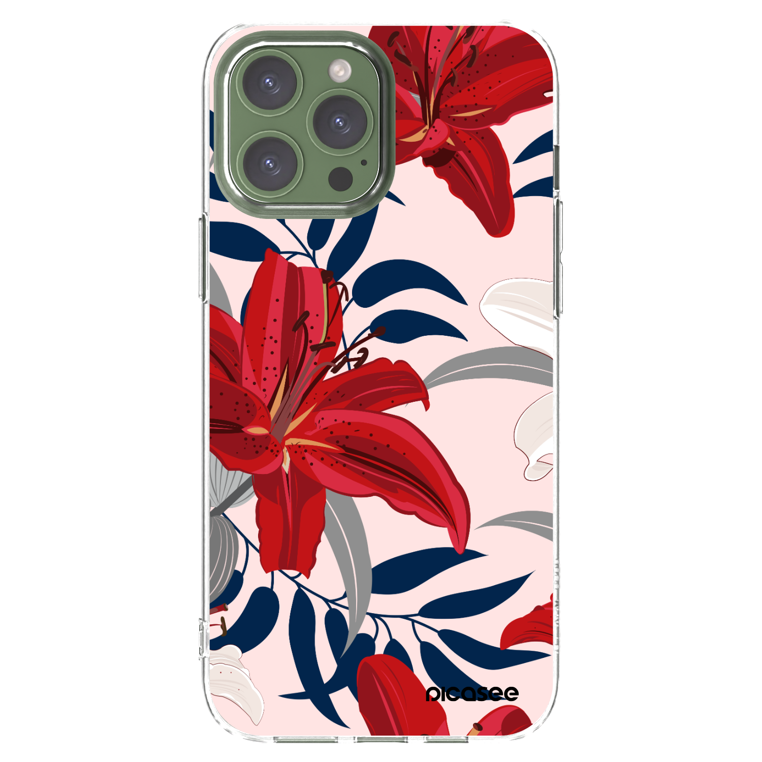Picasee átlátszó szilikon tok az alábbi mobiltelefonokra Apple iPhone 13 Pro Max - Red Lily
