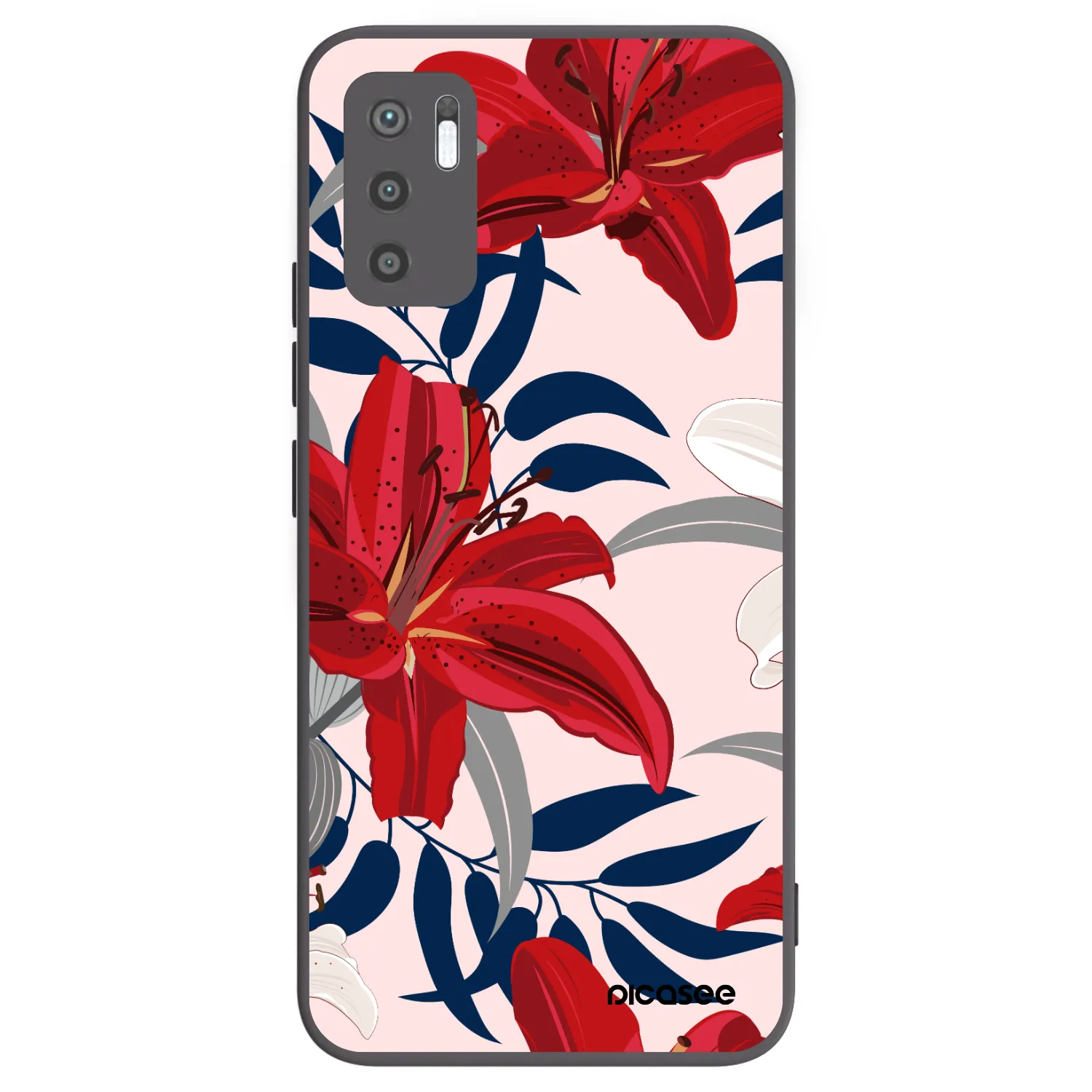 Picasee fekete szilikon tok az alábbi mobiltelefonokra Xiaomi Redmi Note 10 5G - Red Lily