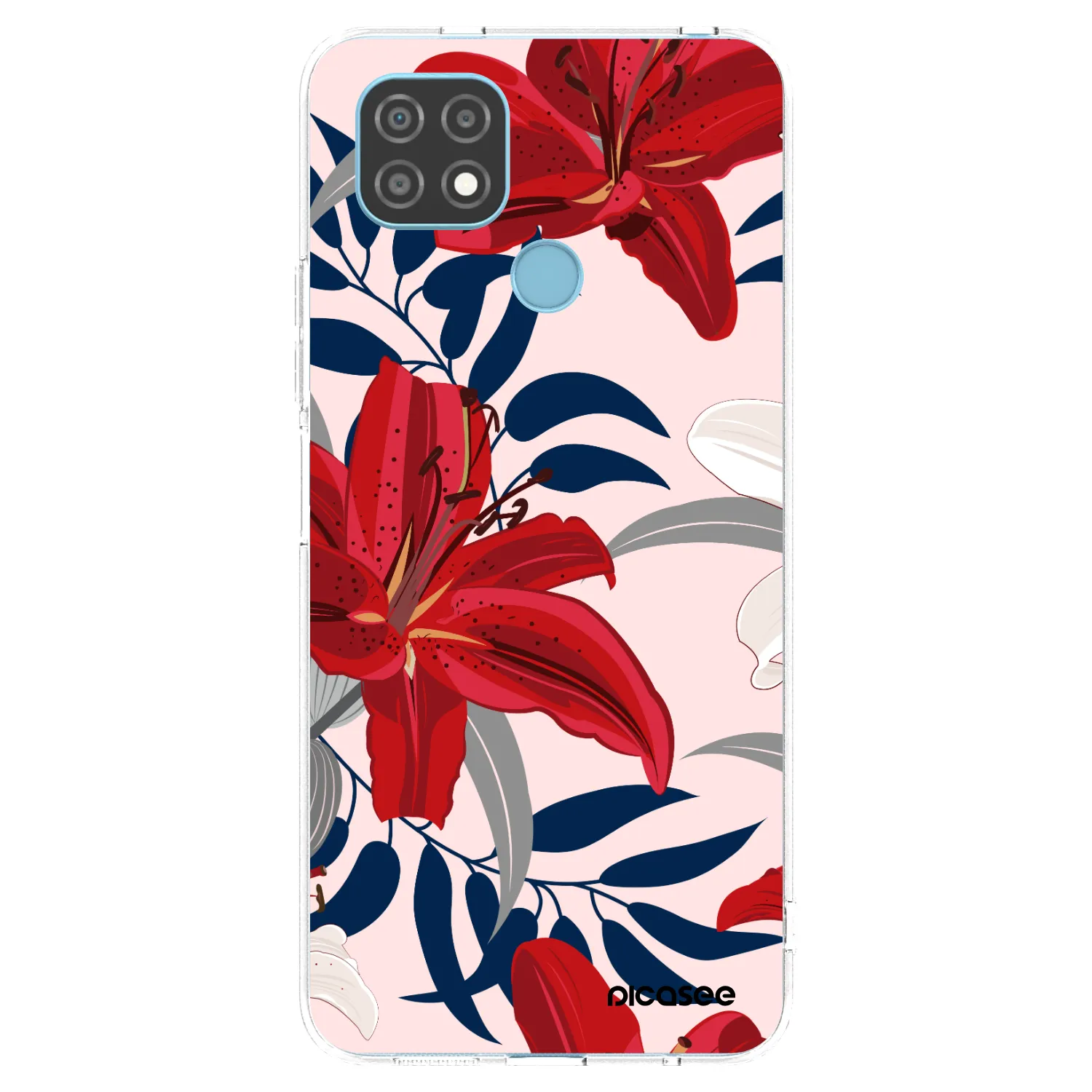 Picasee átlátszó szilikon tok az alábbi mobiltelefonokra Realme C21 - Red Lily