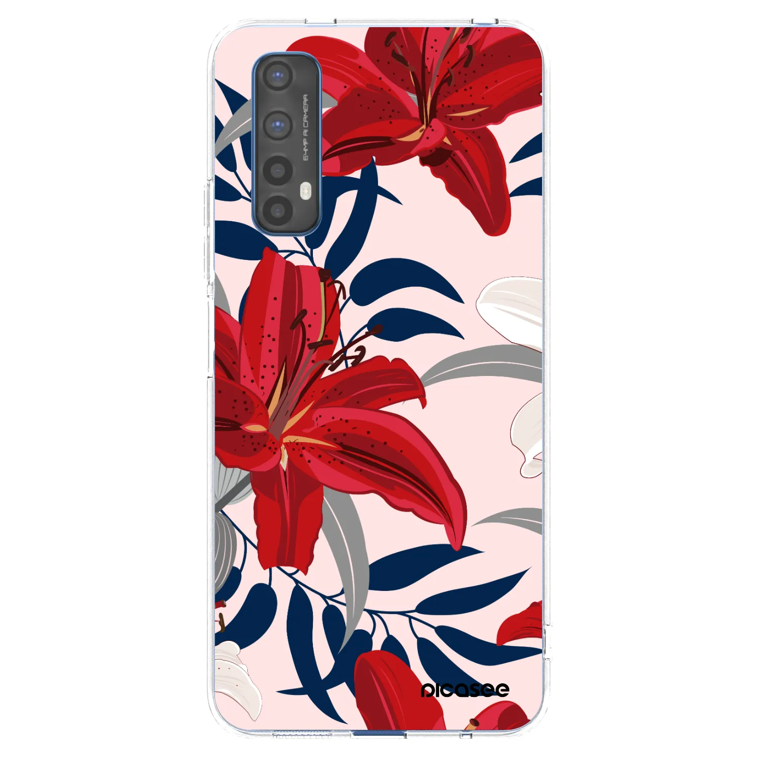 Picasee átlátszó szilikon tok az alábbi mobiltelefonokra Realme 7 - Red Lily