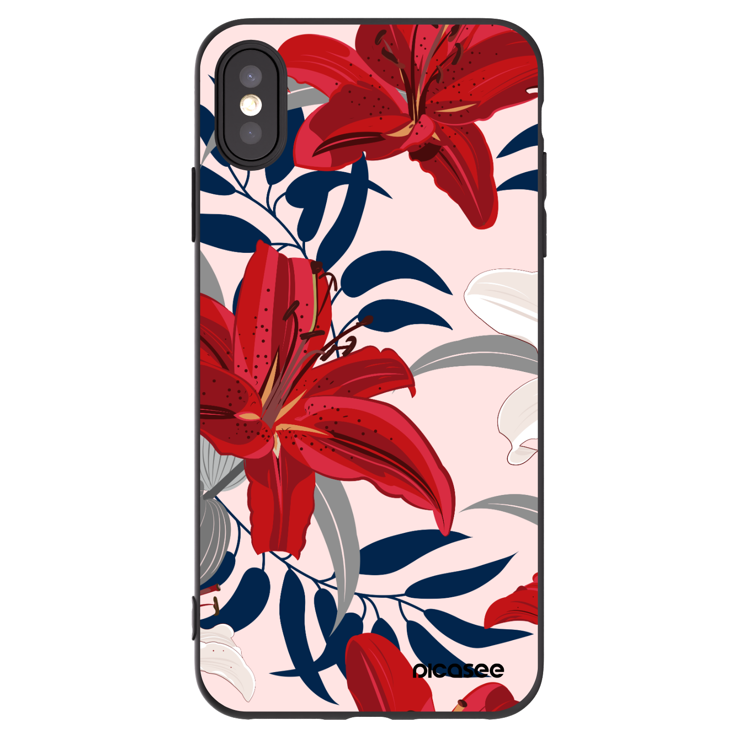 Picasee fekete szilikon tok az alábbi mobiltelefonokra Apple iPhone XS Max - Red Lily